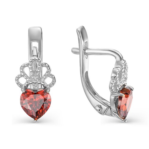 Серебряные cерьги классические с фианитом