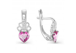 Серебряные cерьги классические с фианитом