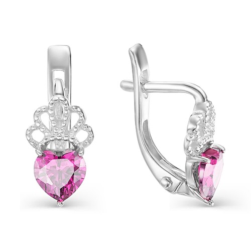 Серебряные cерьги классические с фианитом