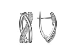 Серебряные cерьги классические с фианитом
