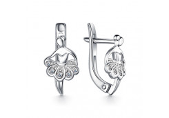 Серебряные cерьги классические с фианитом
