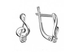 Серебряные cерьги классические с фианитом