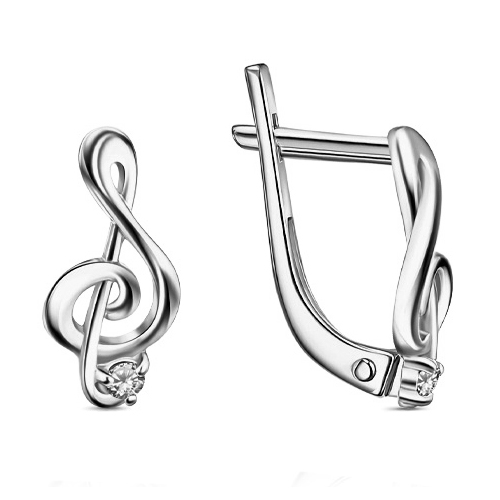 Серебряные cерьги классические с фианитом