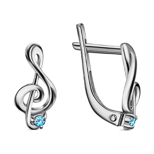 Серебряные cерьги классические с фианитом