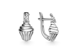 Серебряные cерьги классические с фианитом