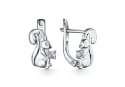 Серебряные cерьги классические с фианитом