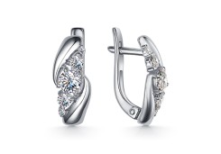 Серебряные cерьги классические с фианитом
