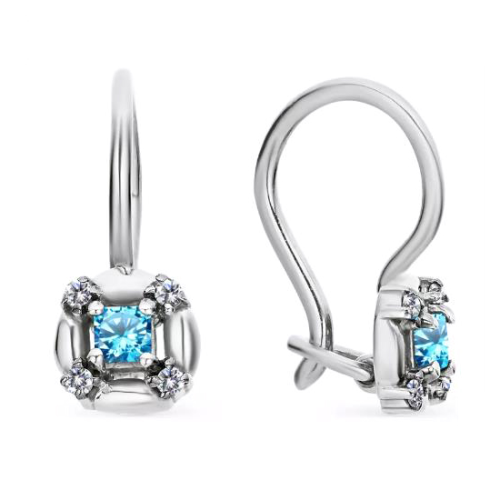 Серебряные cерьги классические с фианитом