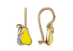 Серебряные cерьги классические с позолотой с эмалью