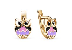 Серебряные cерьги классические с позолотой с эмалью