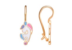 Серебряные cерьги классические с позолотой с эмалью