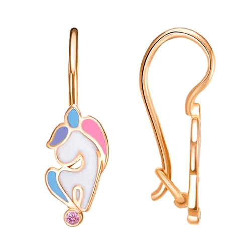 Серебряные cерьги классические с позолотой с эмалью