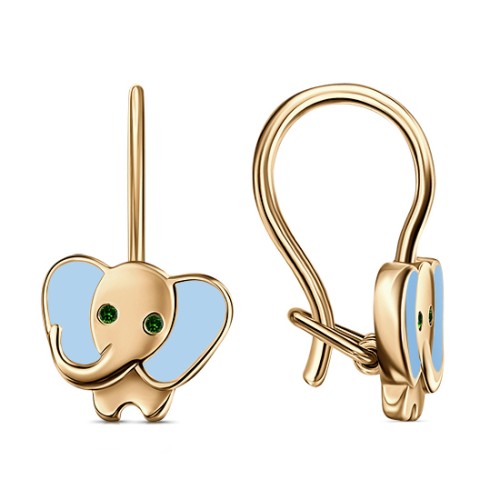 Серебряные cерьги классические с позолотой с эмалью