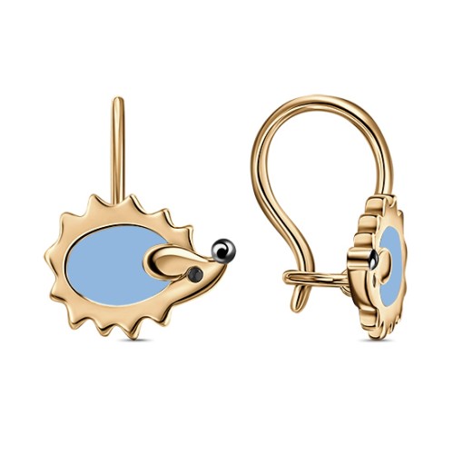 Серебряные cерьги классические с позолотой с эмалью