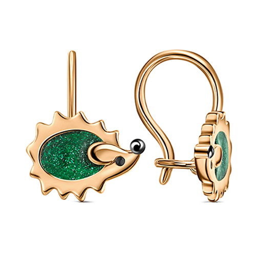 Серебряные cерьги классические с позолотой с эмалью