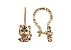 Серебряные cерьги классические с позолотой с эмалью