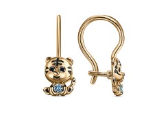 Серебряные cерьги классические с позолотой с эмалью