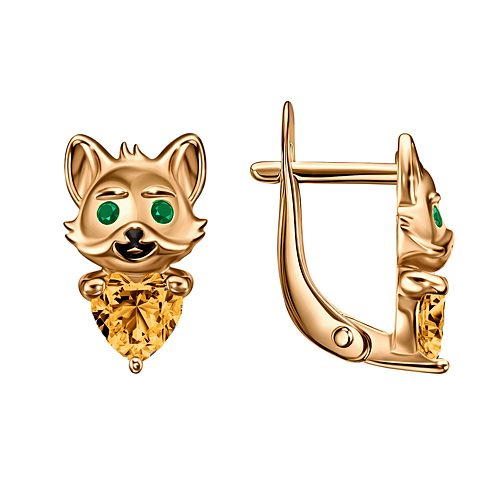 Серебряные cерьги классические с позолотой с эмалью