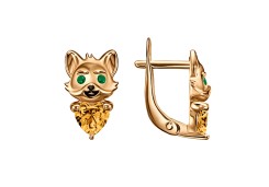 Серебряные cерьги классические с позолотой с эмалью