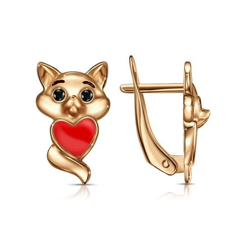 Серебряные cерьги классические с позолотой с эмалью