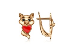 Серебряные cерьги классические с позолотой с эмалью