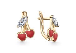 Серебряные cерьги классические с позолотой с эмалью