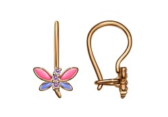 Серебряные cерьги классические с позолотой с эмалью