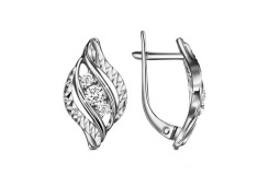 Серебряные cерьги классические с фианитом
