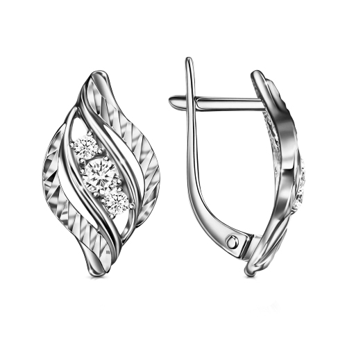 Серебряные cерьги классические с фианитом