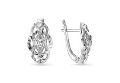 Серебряные cерьги классические с фианитом