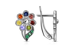 Серебряные cерьги классические с фианитом