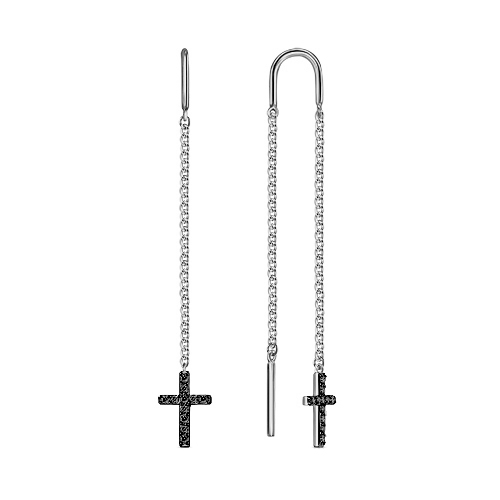 Серебряные cерьги классические с фианитом