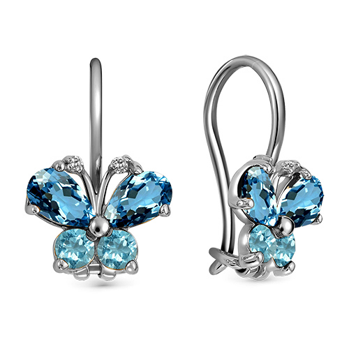 Серебряные cерьги классические с фианитом