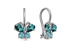 Серебряные cерьги классические со стеклом