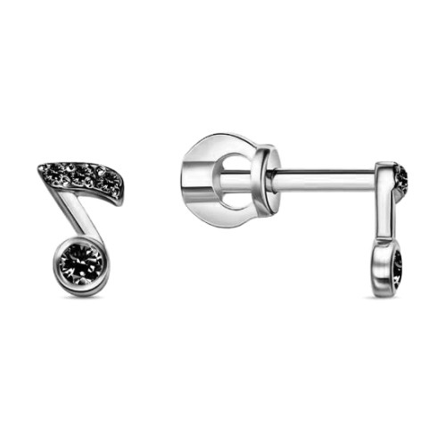 Серебряные cерьги пусеты (гвоздики) с фианитом
