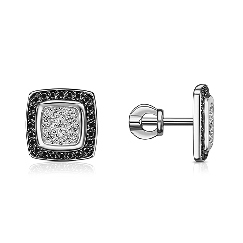 Серебряные cерьги пусеты (гвоздики) с фианитом