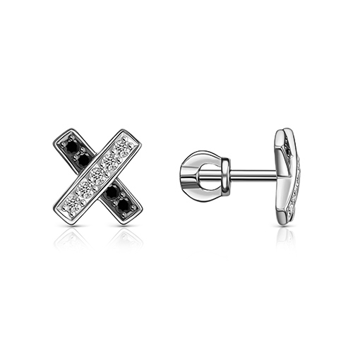 Серебряные cерьги пусеты (гвоздики) с фианитом