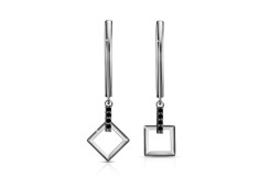 Серебряные cерьги висячие с фианитом