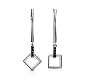 Серебряные cерьги висячие с фианитом