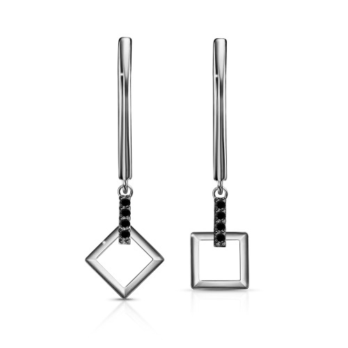 Серебряные cерьги висячие с фианитом