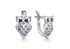 Серебряные cерьги классические с фианитом