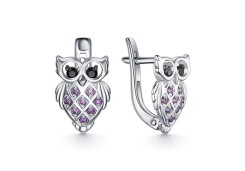 Серебряные cерьги классические с фианитом