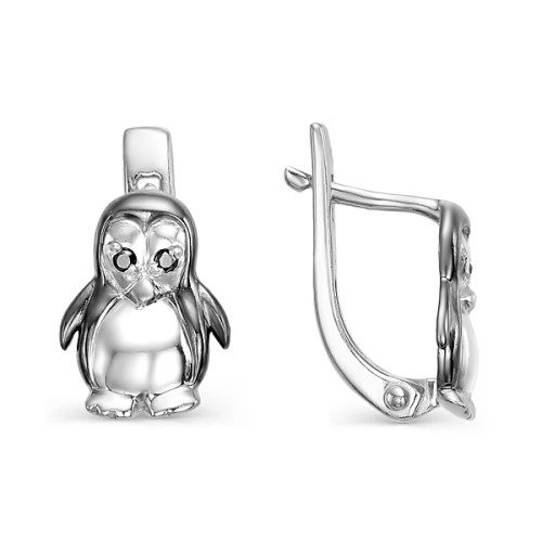 Серебряные cерьги классические с фианитом