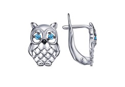 Серебряные cерьги классические с фианитом