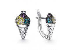 Серебряные cерьги классические с фианитом