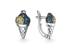 Серебряные cерьги классические с фианитом