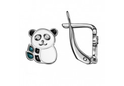 Серебряные cерьги классические с эмалью