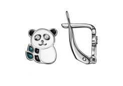 Серебряные cерьги классические с эмалью