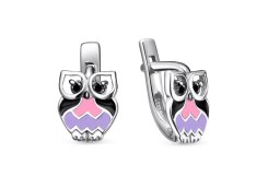 Серебряные cерьги классические с эмалью