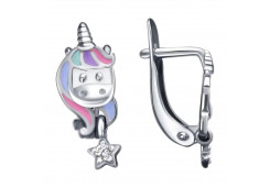 Серебряные cерьги классические с эмалью